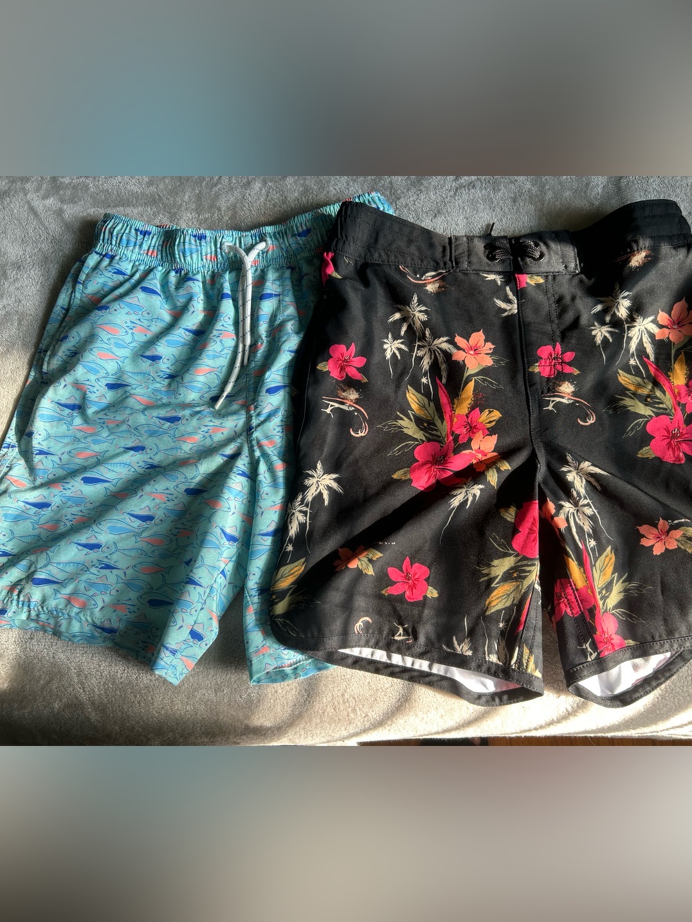Old Navy Black boys Swim Shorts with Mint & Blue Trim